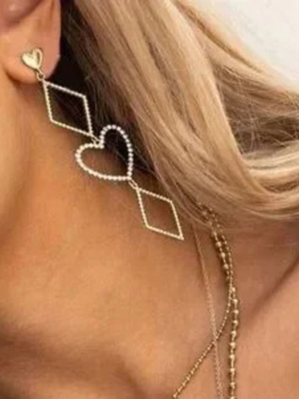 Gold Crystal Geometric Drop Earrings
